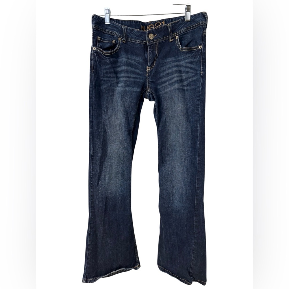 Rue21 Y2K Mid Rise Dark Indigo Blue Flare Jeans Size 7-8